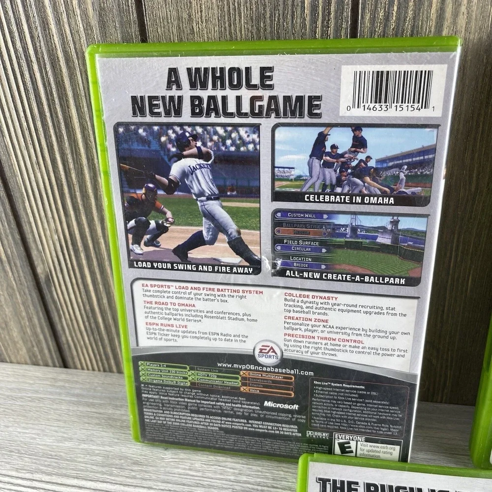 Lot of 3 Original Xbox Games Sports NHL 06, Rugby 2005 & MVP NCAA Baseball 06